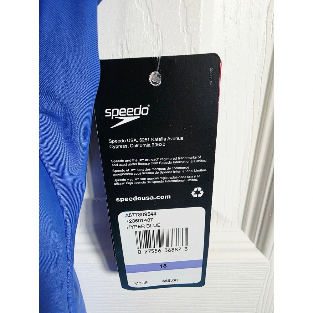 Speedo Womens 18 PowerFLEX One‎ Piece Swimsuit Hyper Blue NWT RV $68